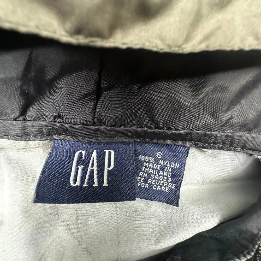 Vintage Gap Anorak Windbreaker Hoodie Jacket Mens Small Pocket Metallic Green